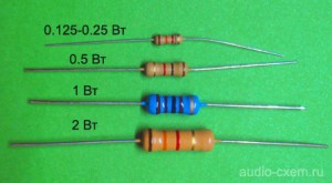 Пример резисторов разной мощности
