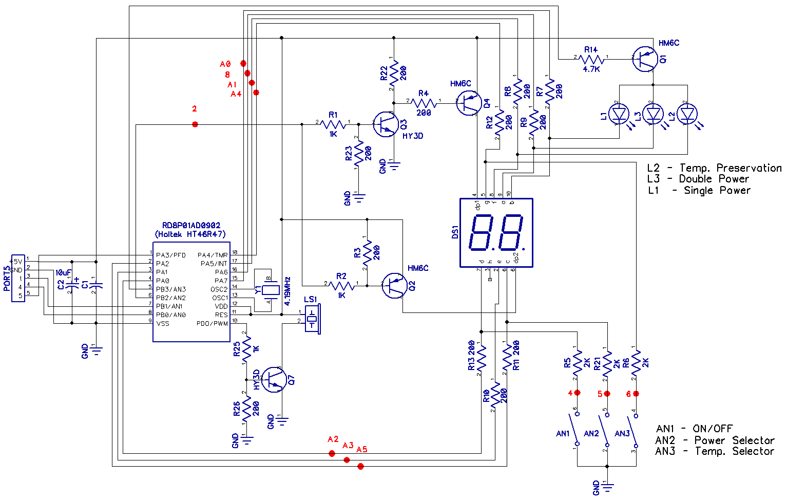 Электрическая схема штатного блока управления водонагревателя Термекс (Thermex IF 50 V)