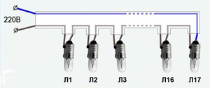 Схема елочной гирлянды из миниатюрных ламп накаливания
