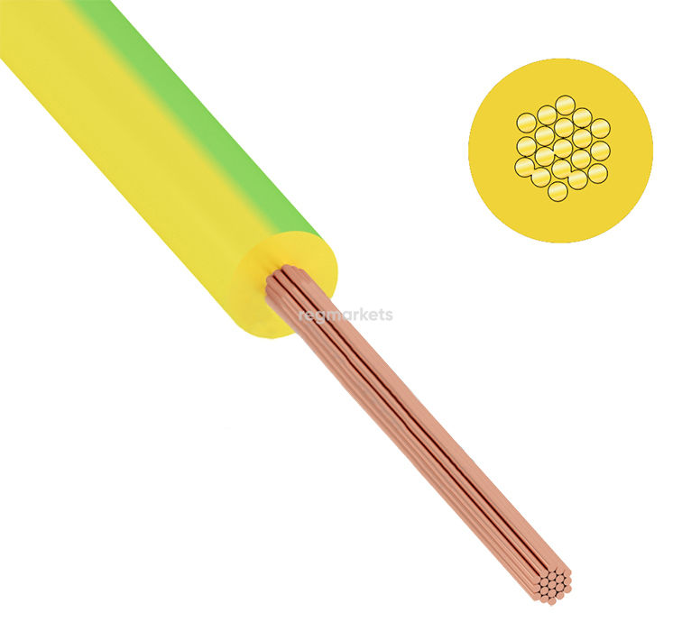 Провод ПуГВ (ПВ-3) 4 мм², Rexant, желто-зеленый {01-8620-3} (200 шт.)