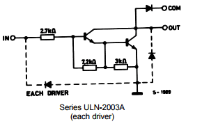 Actual Darlington array connection is shown for the each driver