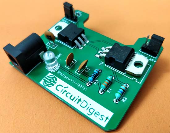 Circuit Hardware of DIY Breadboard Power Supply Circuit on PCB