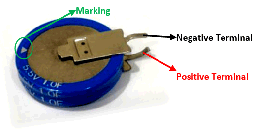 Identifying Polarity on Supercapacitor