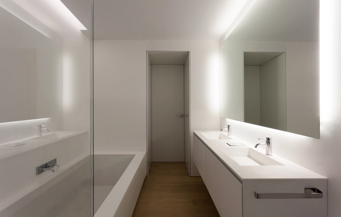 освещение в интерьере ванной в стиле минимализм