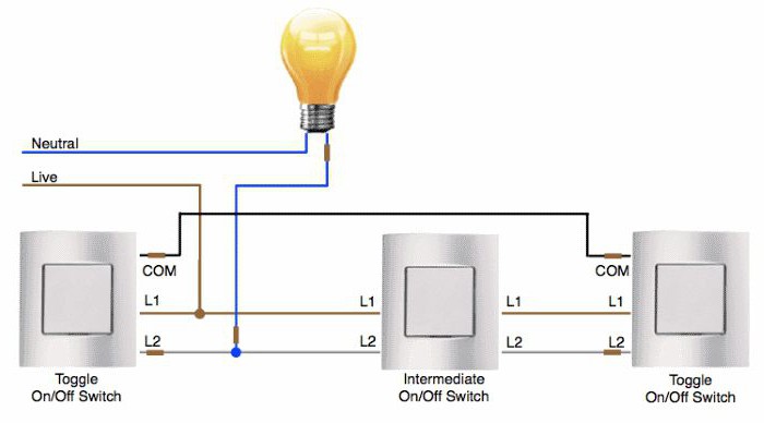 схема проходного переключателя