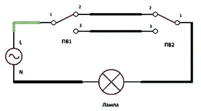 Обозначение трехпозиционного переключателя на схеме