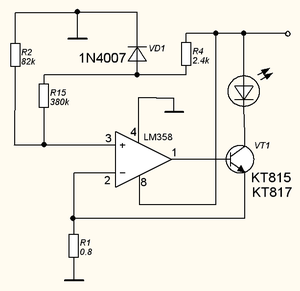 Компаратор на lm358 схема