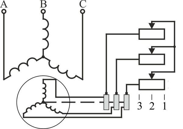 Схема электродвигателя с фазным ротором