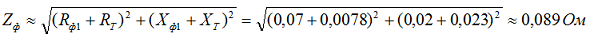 3. Определяем полное сопротивление фазы