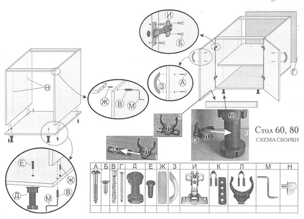 Схема сборки кухонного стола