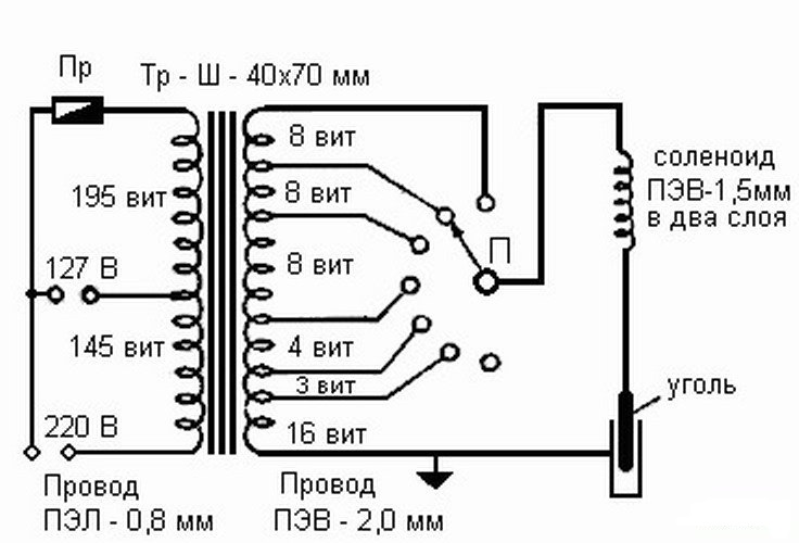 Схема сварочного аппарата постоянного тока на медных проводах