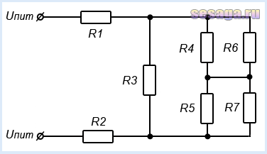 Схема смешанного соединения резисторов