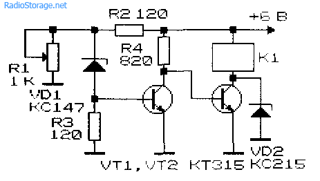 Принципиальная схема реле для контроля разряда аккумулятора