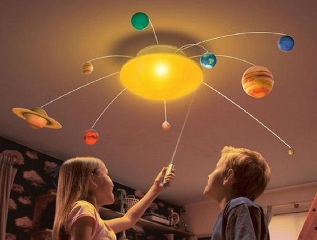 Оригинальная люстра для детской комнаты – макет Солнечной Системы