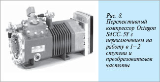 Полугерметичный поршневой холодильный компрессор OCTAGON с переключением режимов работы: одноступенчатый - двухступенчатый