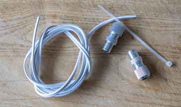 Components required to make an FM dipole antenna