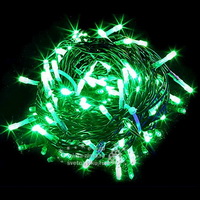 Электрогирлянда нить, 75 зеленых LED ламп, 10 м, черный провод